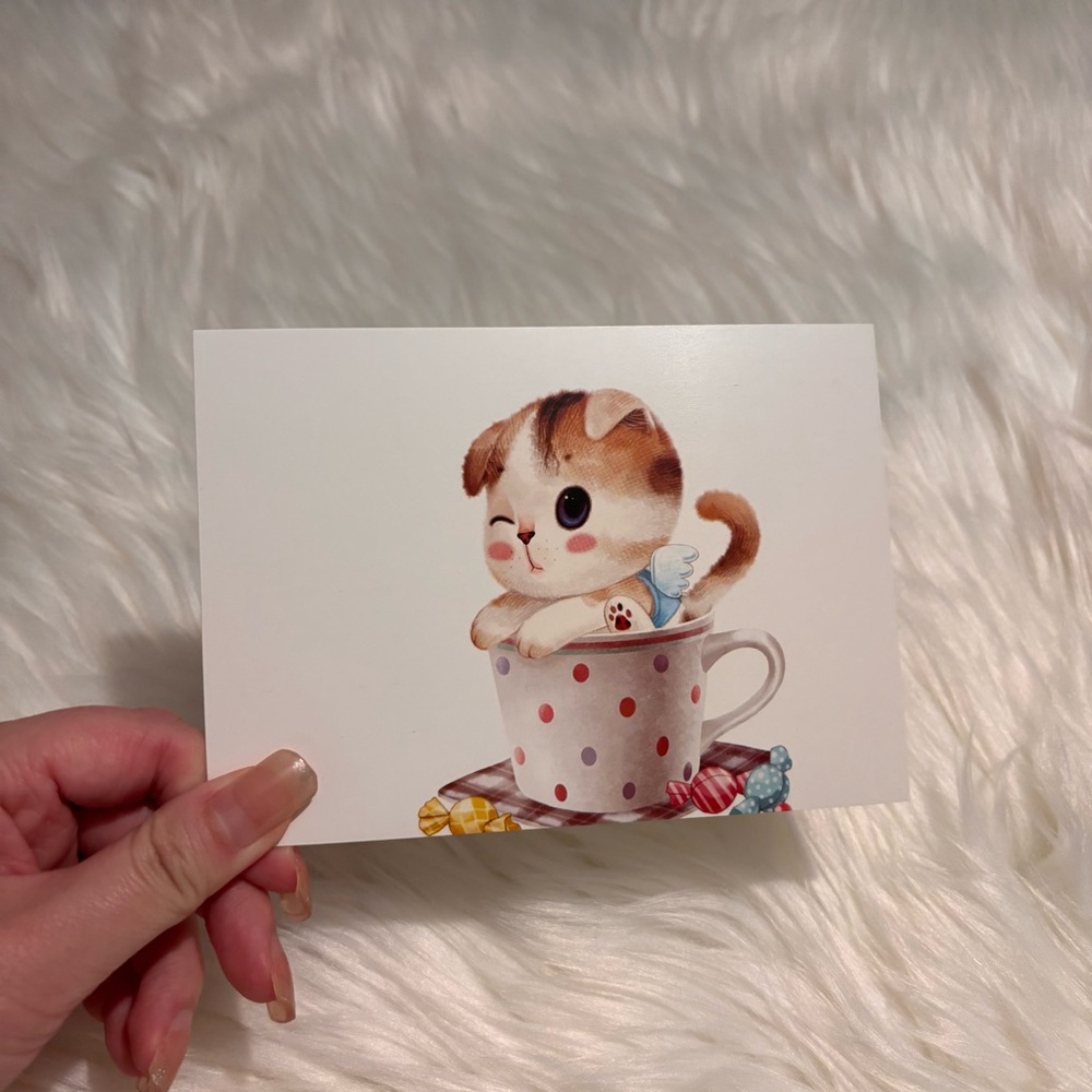🌟10/$10 Cute Cat in Teacup Art Print Postcard
